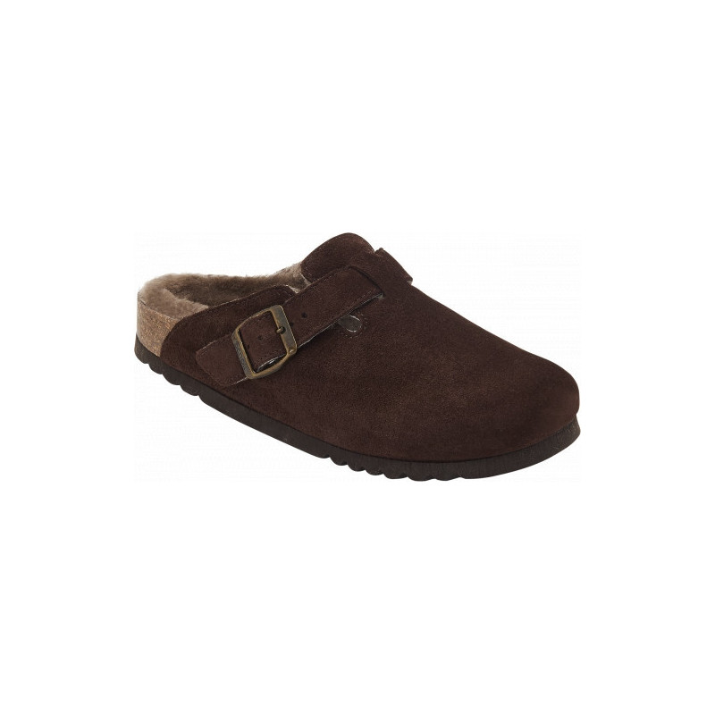 FAE Suede Bis/ Sheepskin Dark Brown