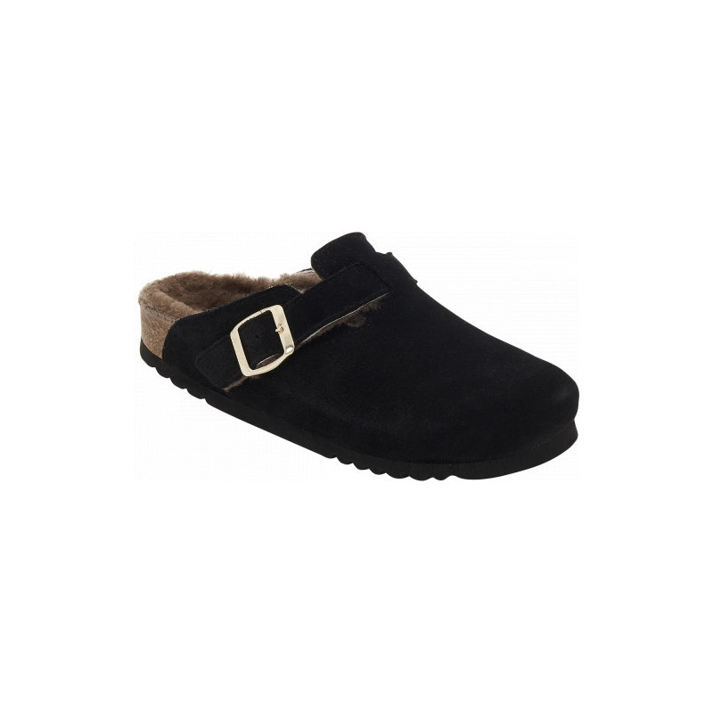 FAE Suede Bis/ Sheepskin Black