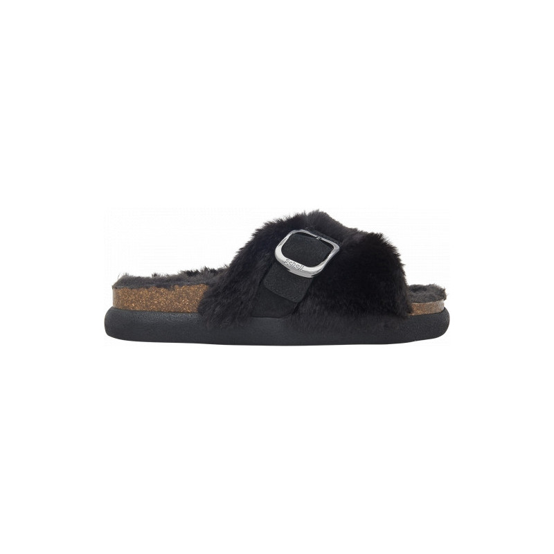 KATY Synthetic Fur+ Suede Black