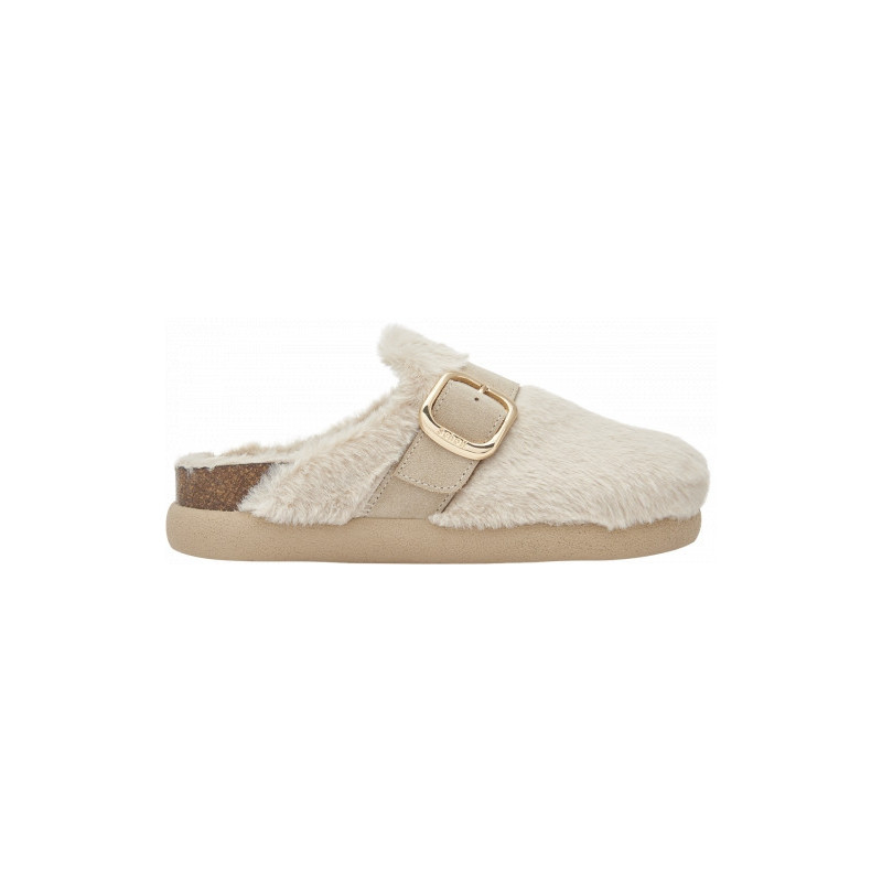 IVY BIG BUCKLE Synthetic Fur+ Suede Beige