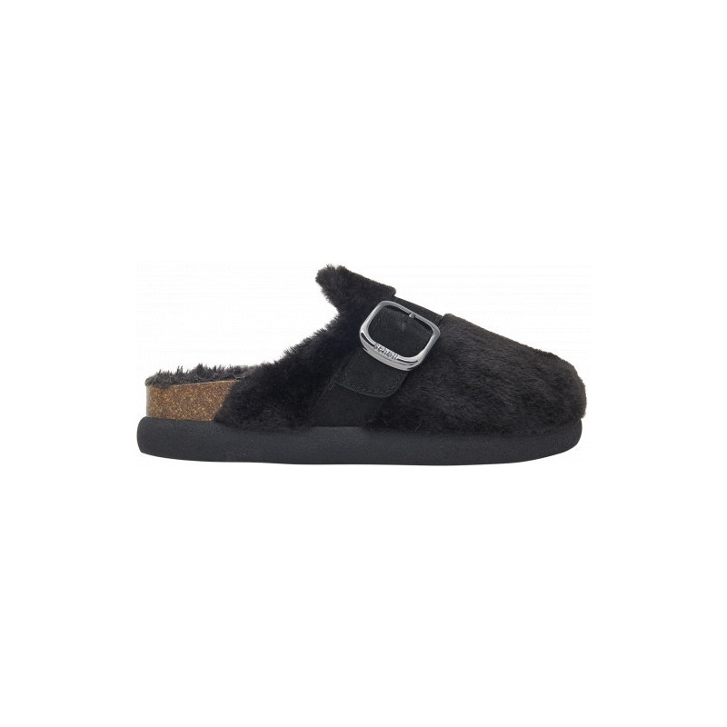 IVY BIG BUCKLE Synthetic Fur+ Suede Black