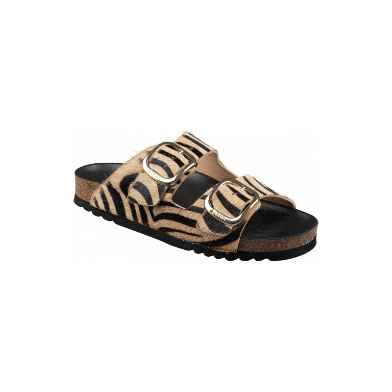 NOELLE PRINTED LEATHER ZEBRA BEIGE/BLACK