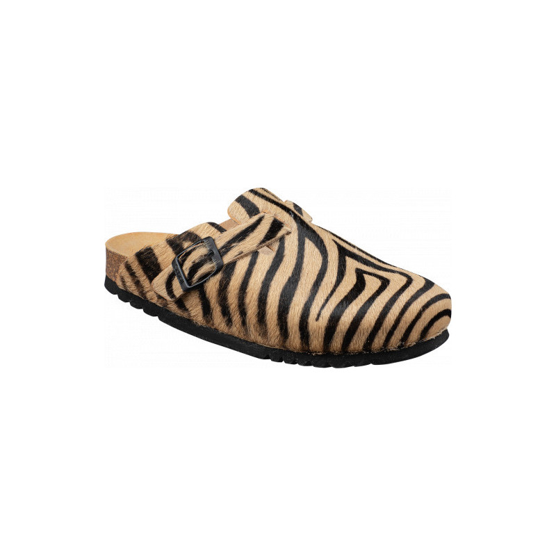 FAE PRINTED LEATHER ZEBRA BEIGE/BLACK