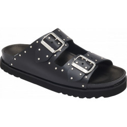 BEATRIZ LEATHER + STUDS BLACK